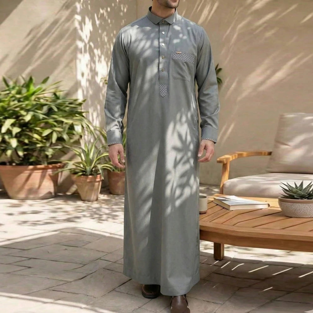 Qamis homme islamique manches longues – Qamis ample traditionnel, robe arabe pour fêtes et occasions religieuses