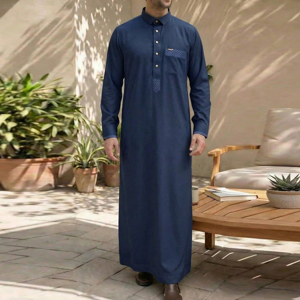 Qamis homme islamique manches longues – Qamis ample traditionnel, robe arabe pour fêtes et occasions religieuses