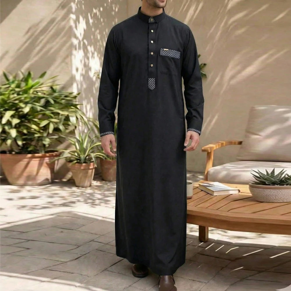 Qamis homme islamique manches longues – Qamis ample traditionnel, robe arabe pour fêtes et occasions religieuses