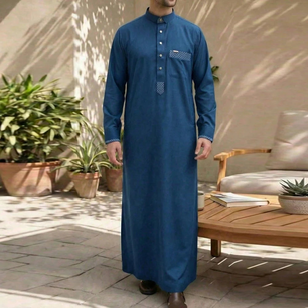 Qamis homme islamique manches longues – Qamis ample traditionnel, robe arabe pour fêtes et occasions religieuses