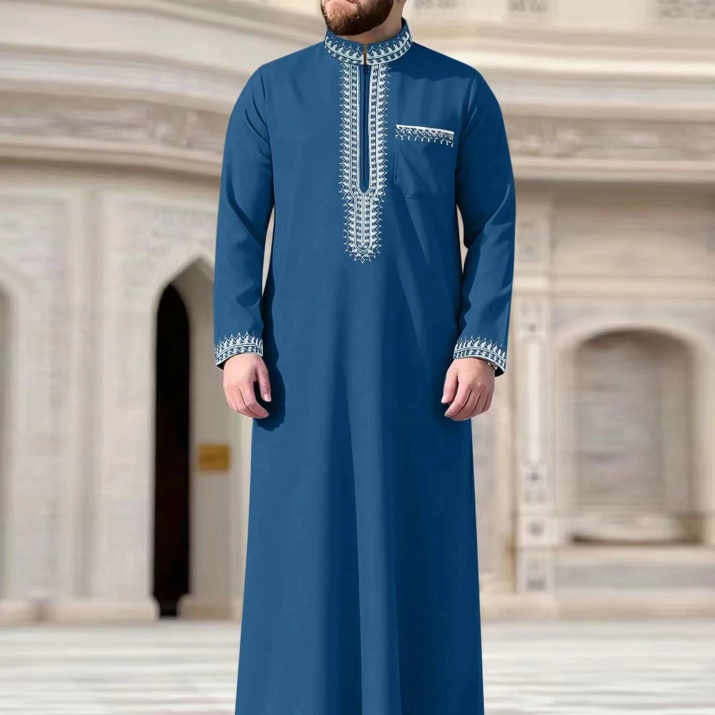 Qamis homme islamique manches longues – Qamis ample traditionnel, robe arabe pour fêtes et occasions religieuses