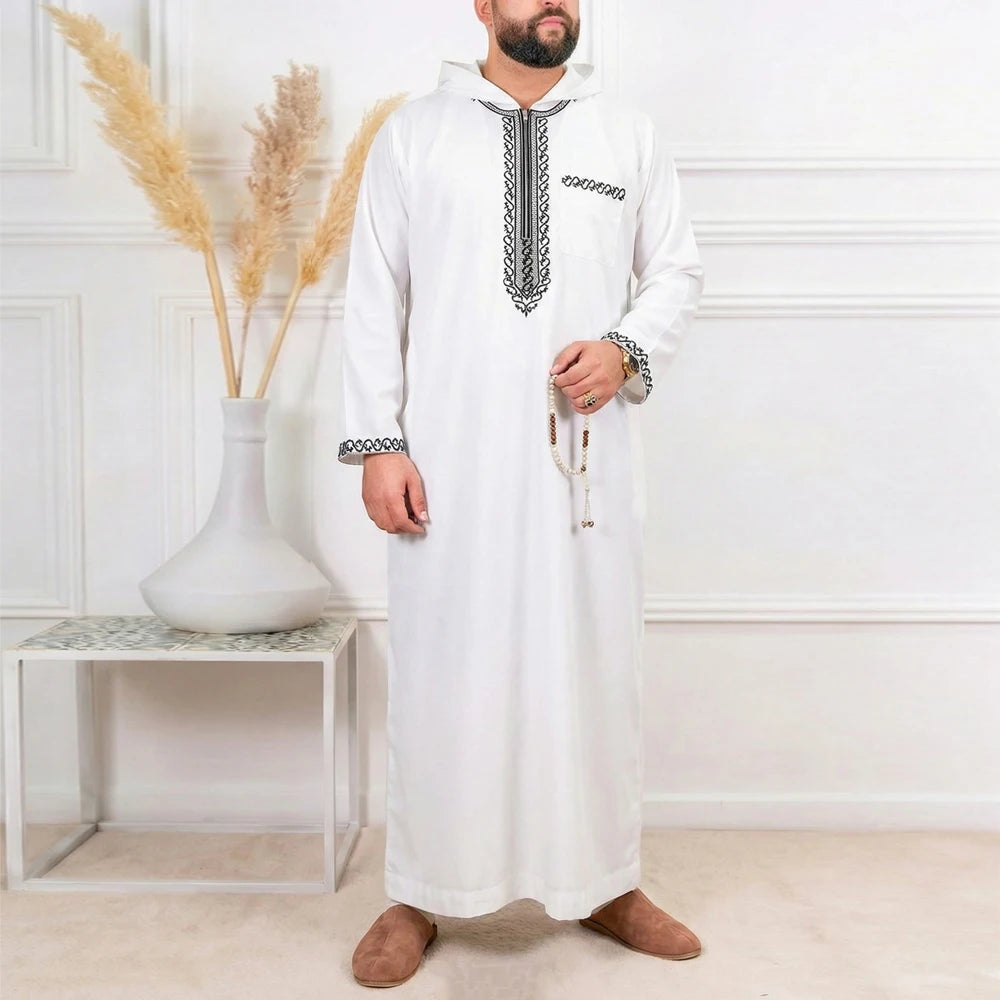 Qamis homme islamique manches longues – Qamis ample traditionnel, robe arabe pour fêtes et occasions religieuses