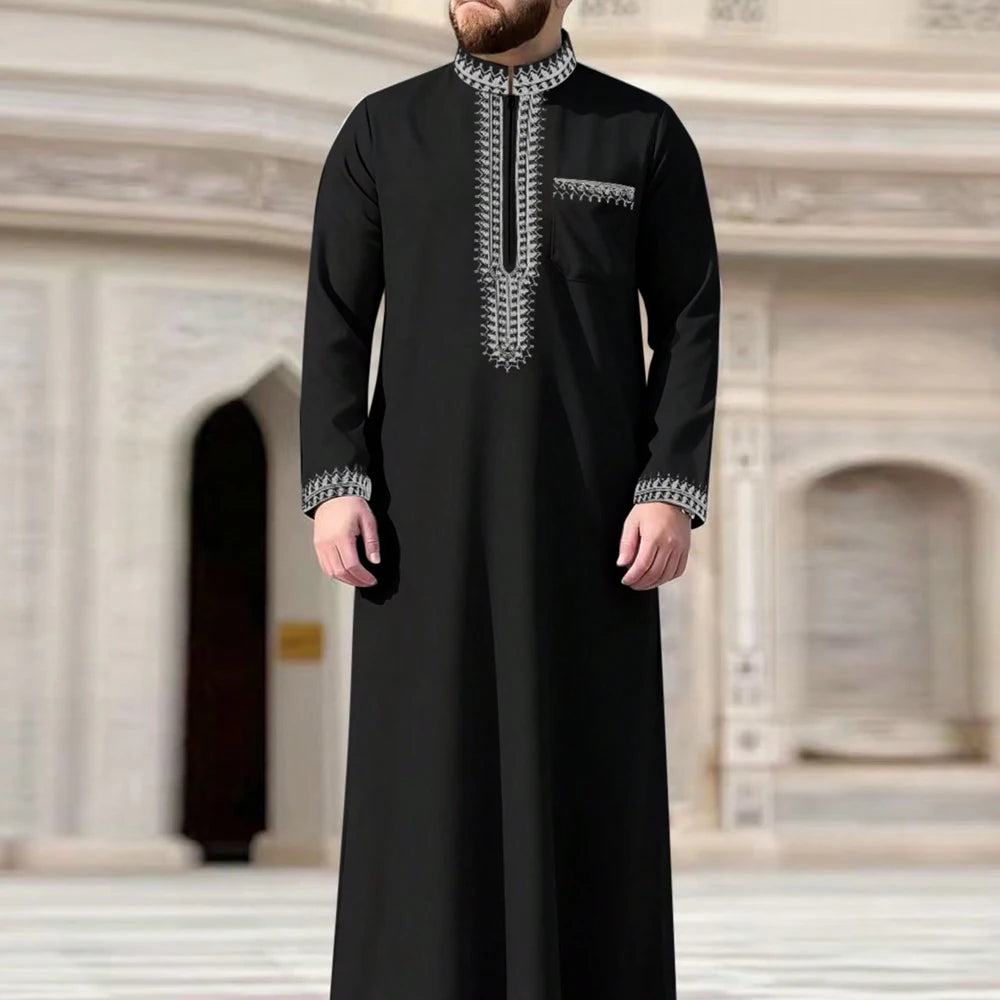 Qamis homme islamique manches longues – Qamis ample traditionnel, robe arabe pour fêtes et occasions religieuses