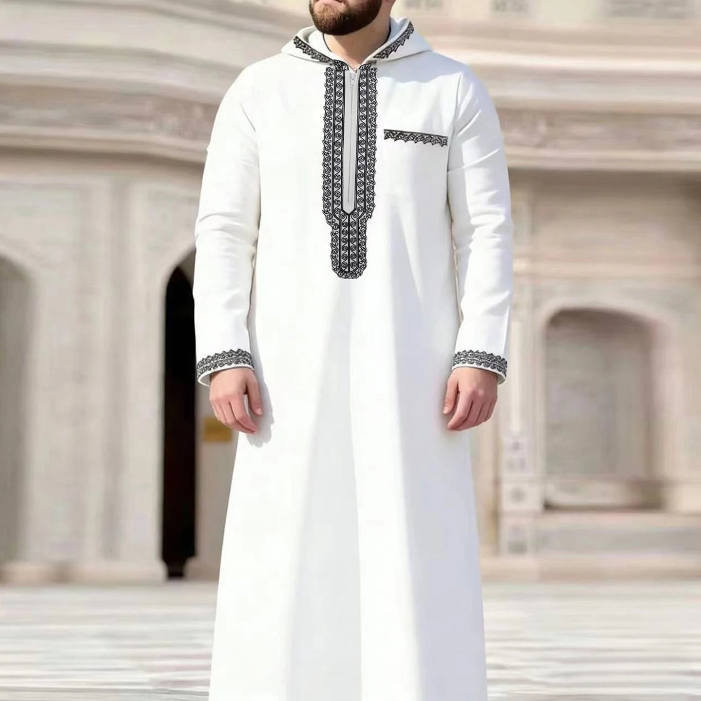 Qamis homme islamique manches longues – Qamis ample traditionnel, robe arabe pour fêtes et occasions religieuses